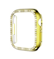 Uyumlu Model Apple Watch 7 8 45mm Kenar Taşlı Kasa Koruyucu (Gold)