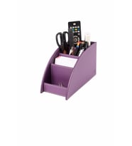 Masaüstü Deri Kalemlik Kumandalık Organizer 4 Gözlü Desktop Organizer Rainbow Vegan 10x21,5x12,5 cm (Lila)
