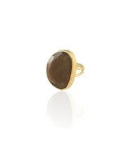 Kadir Jewellery 22 Ayar Altın Kaplama Kadın Fosil Taşlı Yüzük (Kahverengi)