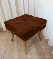 Kapitoneli Makyaj Pufu Ayak Ucu Puf Gold Ayak (45*45) (Kahverengi)