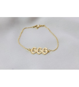 Kişiye Özel 925 Ayar Gümüş Melek Rakamı Bileklik (Gold)