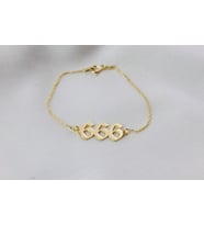 Kişiye Özel 925 Ayar Gümüş Melek Rakamı Bileklik (Gold)