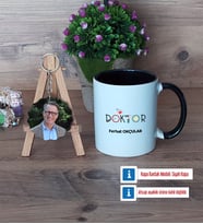 Doktora Hediye Kupa Bardak Beyaz ve Fotoğraflı Ahşap Anahtarlık Hediye Tıp Bayramı Hediyesi (Model 11)