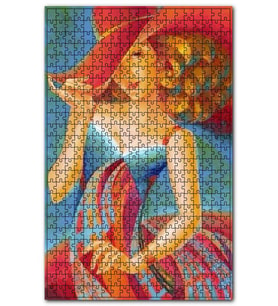 Cakapuzzle Renklerin Dansı Elbiseli ve Şapkalı Kız Puzzle Yapboz MDF (Ahşap) (1000 Parça)