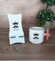 You Are My King Hediye Sepeti Kupa Bardak T Kulplu ve Ahşap Telefon Standı Babaya Doğum Günü Babalar Günü Hediyesi (Model 7)