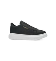 Günlük Erkek Sneaker Casual Kalın Taban Bant Detaylı Spor Ayakkabı 109 (Siyah - Beyaz)