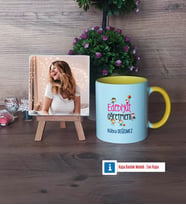 Edebiyat Öğretmeni Fotoğraflı Dekoratif Taş, Kupa Bardak Beyaz Hediye (Model 7)