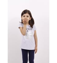 Toontoy Kız Çocuk Elmas Taş Nakışlı Tişört (Beyaz)