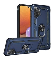 Samsung Galaxy A32 4G Uyumlu Kılıf Standlı Manyetik Yüzüklü Military Magnetic Ring Polycarbonate and TPU Case (Lacivert)