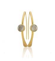 Kadir Jewellery 22 Ayar Altın Kaplama Kadın Taşlı Küpe -El İşçiliği Ve Hipoalerjenik Küpe (Gri)