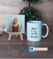 Kadın Yüzme Antrenörü Fotoğraflı Dekoratif Taş, Kupa Bardak Beyaz Hediye (Model 1)