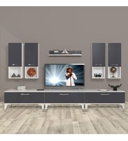 Decoraktiv Eko 8DA Mdf Silver Tv Ünitesi Tv Sehpası (Beyaz - Antrasit)