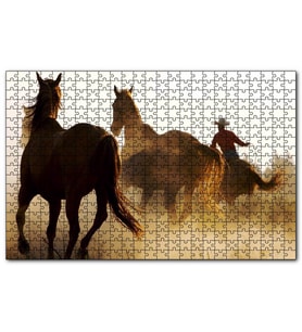 Cakapuzzle Atlar ve Kementli Kovboy  Puzzle Yapboz MDF (Ahşap) (1000 Parça)