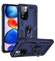 Xiaomi Redmi Note 11 Pro Plus 5G Uyumlu Kılıf Standlı Manyetik Yüzüklü Military Magnetic Ring Polycarbonate and TPU Case (Lacivert)