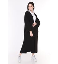 Kadın Kışlık Kimono Kol Cepli V Yaka Hırka 4100 (Siyah)