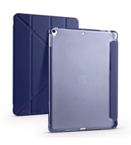 Apple iPad Pro 10.5 / Air 10.5 İnç Uyumlu Üçgen Katlanabilir Kalemlikli Standlı Akıllı Kılıf (Lacivert)