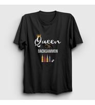 Presmono Unisex Beyaz Queen Of Backgammon Oyun Tavla T-Shirt 418451tt (Siyah)