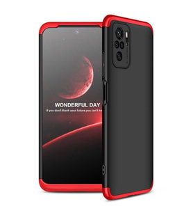 Xiaomi Redmi Note 10S Kılıf Zore Ays Full Koruma Kılıf (Siyah-Kırmızı)
