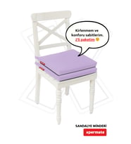 XPERMATE Fermuarlı 2'li Sandalye Minderi Su İtici Kumaş 40x40 cm Sünger Sandalye Minderi Bağcıklı (Lila)