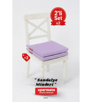 XPERMATE Fermuarlı 2'li Sandalye Minderi Su İtici Kumaş 40x40 cm Sünger Sandalye Minderi Bağcıklı (Lila)