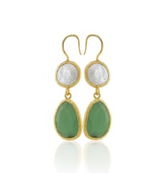 Kadir Jewellery 22 Ayar Altın Kaplama Kadın İnci Küpe -El İşçiliği Ve Hipoalerjenik Küpe (Yeşil)