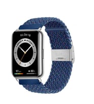 Sneezy Huawei Watch Fit 2 İle Uyumlu Metal Klips Solo Fiberlink Örgü Kordon (Desenli Laci)