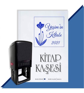Kişiye Özel Çiçek Buketi 11 2021 Otomatik Kitap Kaşesi (Mavi)