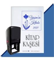 Kişiye Özel Çiçek Buketi 11 2021 Otomatik Kitap Kaşesi (Mavi)
