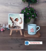 Anestezi Teknikeri Fotoğraflı Dekoratif Taş, Ahşap Altlıklı Türk Kahvesi Fincanı HediyeTıp Bayramı Hediyesi (Model 1)