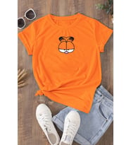 Unisex Garfield Baskılı T-shirt (Turuncu)
