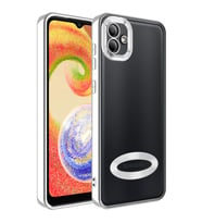 Galaxy A04 Kılıf Kamera Korumalı Logo Gösteren Zore Omega Kılıf (Gümüş)