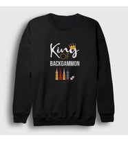 Presmono Unisex Beyaz King Of Backgammon Oyun Tavla Sweatshirt 418358tt (Siyah)
