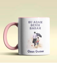 Kişiye Özel Bu Adam Benim Babam Tasarımlı Siyah Kupa Bardak (Pembe)