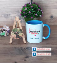 Matematik Öğretmeni Kupa Bardak Beyaz ve Fotoğraflı Ahşap Anahtarlık Hediye Öğretmenler Günü Hediyesi (Model 4)