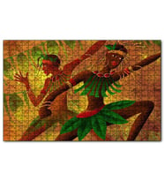 Cakapuzzle Yeşil Yaprak Elbise Dans Eden Afrikalı Kadın Puzzle Yapboz MDF(Ahşap) (500 Parça)