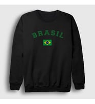 Presmono Unisex Beyaz Brasil Brazil Brezilya Bayrağı Sweatshirt 479602tt (Siyah)