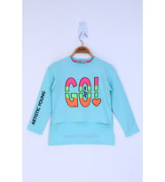 Toontoy Kız Çocuk Letis Go Baskılı Tişört (Mint Yeşili)