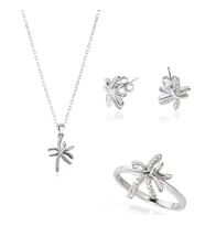 925 AYAR GÜMÜŞ ZİRKON TAŞLI ASİMETRİK ŞEKİLLİ SET (Rose)