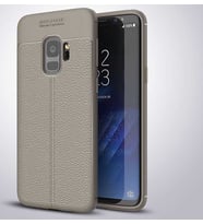 Samsung Galaxy S9 Kılıf Deri Tarzı Niss Silikon Case (Gri)