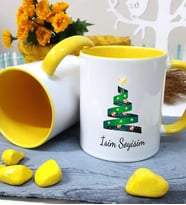 Yılbaşı Temalı Kişiye Özel İsim ve Fotoğraf Baskılı Kupa Bardak No:021 (Sarı)