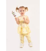 Kız Bebek Tunik Model Alt-Üst Takım (Sarı)