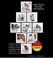 9 Adet 15x15 Çerçeve - Mdf Çerçeve - Kare Fotoğraf Çerçevesi (Beyaz)