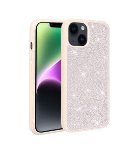 Apple iPhone 14 Kılıf Parlak Taşlı Tasarım Zore Ston Kılıf (Beyaz)
