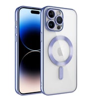 iPhone 12 Pro Max Kılıf Kamera Korumalı Magsafe Parlak Luxury (Lila)