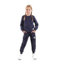 Kız Çocuk Back To School Pamuklu Trend Eşofman Takımı AK2529 (Füme)