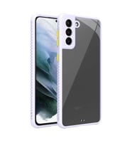 Galaxy S21 Plus Kılıf Kenar Renkli Sararmaz Şeffaf Kapak (Mor)