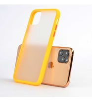 Apple iPhone 11 Pro Max Kılıf Fri Mat Yüzey Renkli Kenar Kılıf (Sarı)