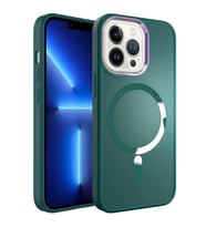 Apple iPhone 12 Pro Max Kılıf Magsafe Wireless Şarj Özellikli Zore Stil Kapak (Koyu Yeşil)