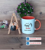 Sınıf Öğretmeni Kupa Bardak Beyaz ve Fotoğraflı Ahşap Anahtarlık Hediye (Model 13)