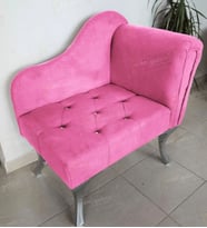 Yeni Model Ters Kol Tekli Köşe Koltuğu Josefin Bench Gümüş Ayak (Pembe)